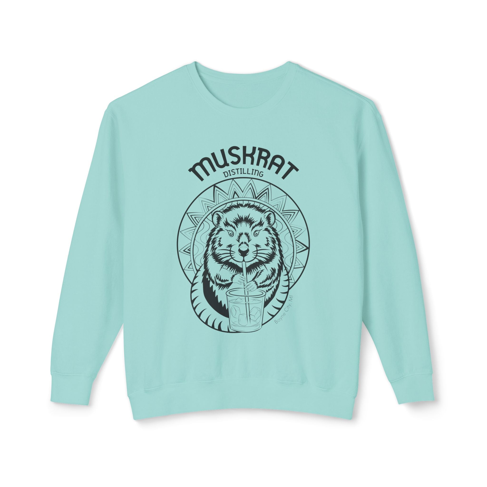 Muskrat Distilling Crewneck Sweatshirt — Vintage Muskrat Logo Cozy Pullover