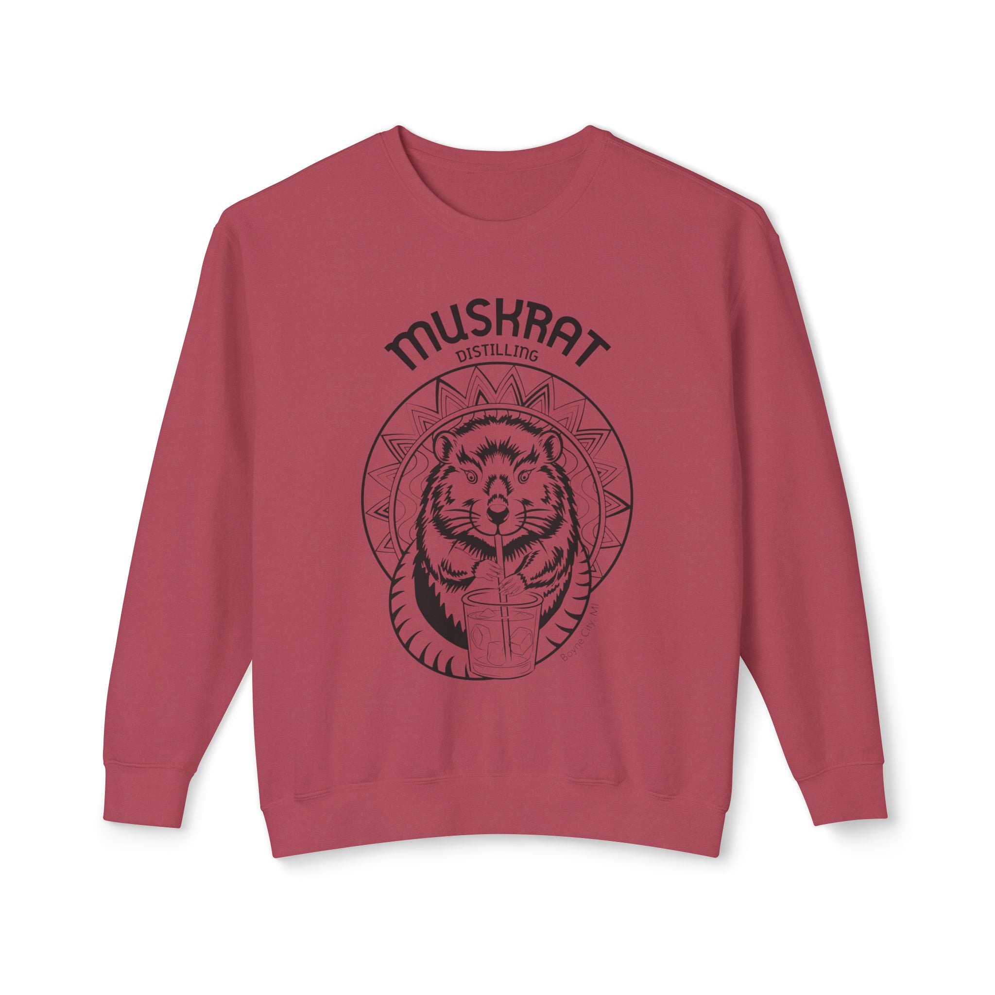 Muskrat Distilling Crewneck Sweatshirt — Vintage Muskrat Logo Cozy Pullover